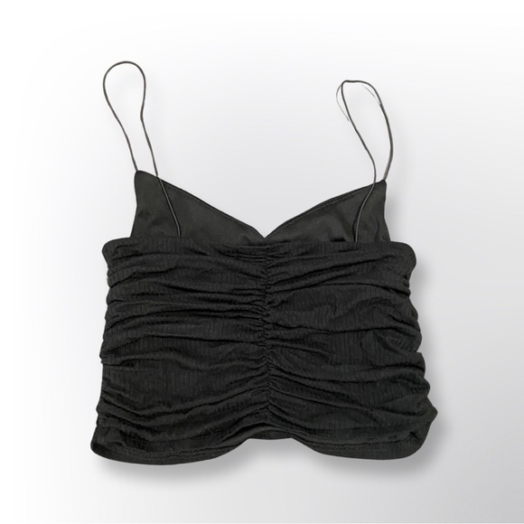 Urban Outfitters Ruched Crop Top, Black, Small - Picture 2 of 6